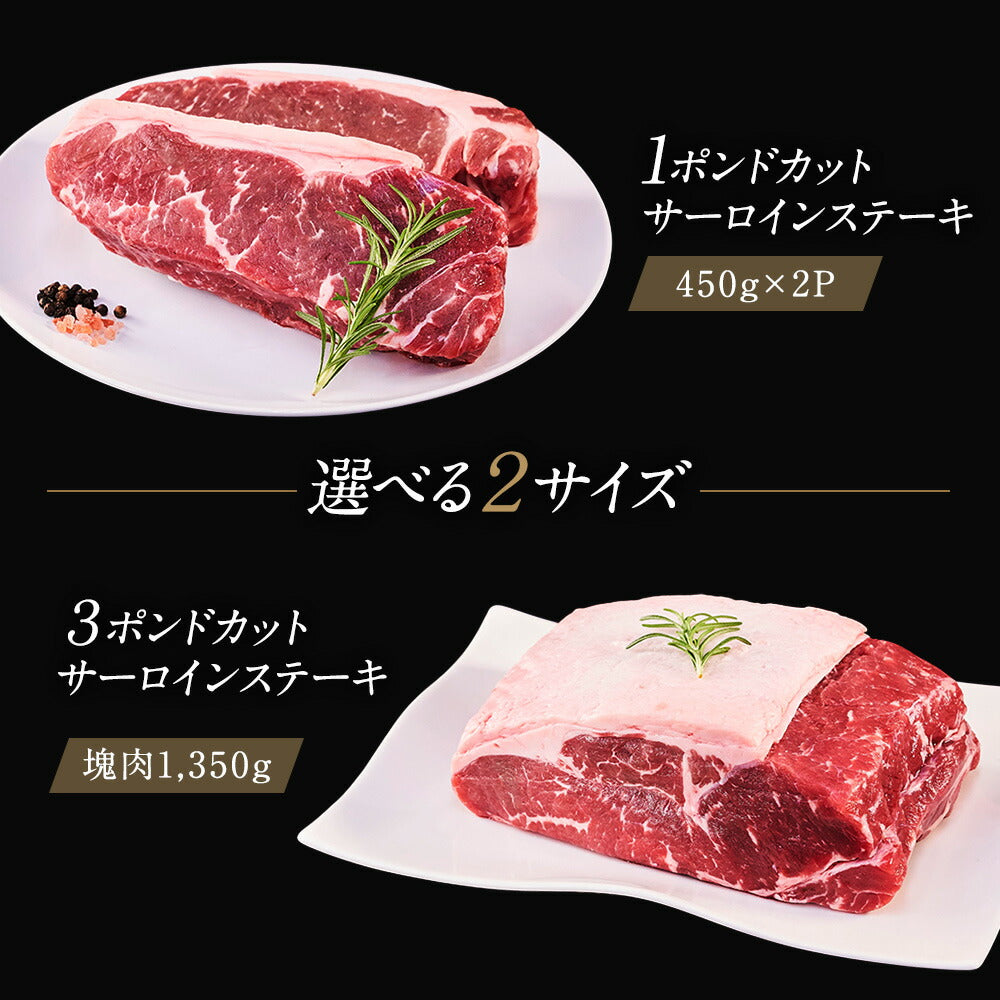 【究極の赤身肉】1ポンドカットサーロインステーキ(450g)2枚セット